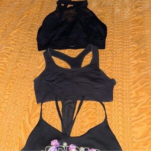 3 back black sports bras- light support